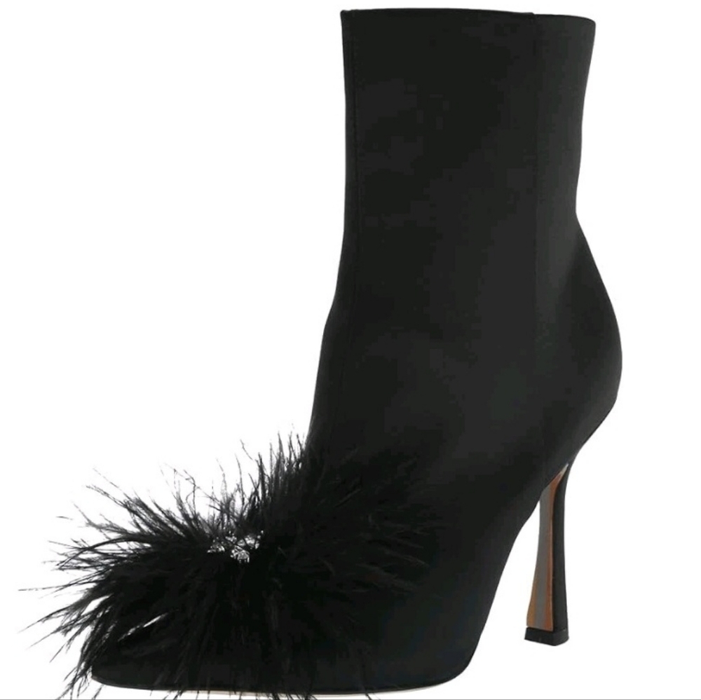 US 5.5 Sam Edelman Elegant Ency Black Feather Ankle Dress Booties